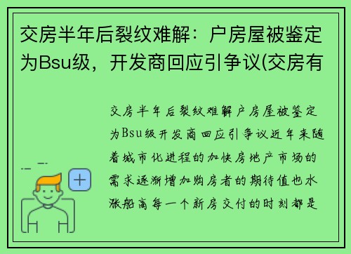 交房半年后裂纹难解：户房屋被鉴定为Bsu级，开发商回应引争议(交房有裂缝怎么办)