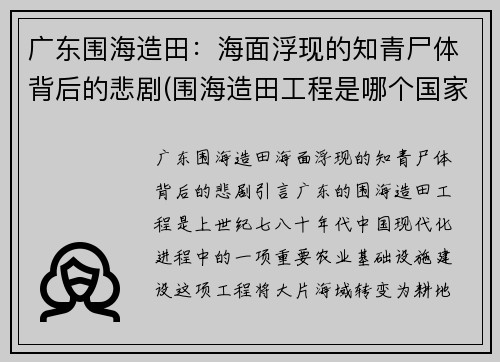 广东围海造田：海面浮现的知青尸体背后的悲剧(围海造田工程是哪个国家)